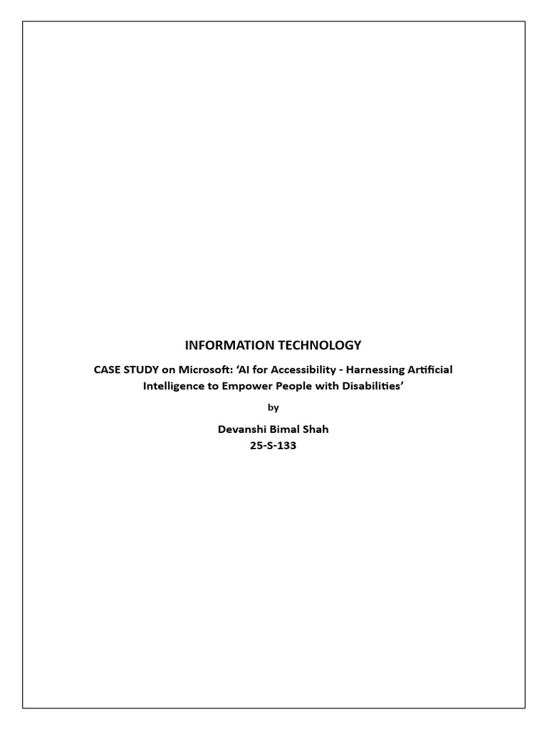 Microsoft AI for Accessibility Case Study | PDF | Artificial ...