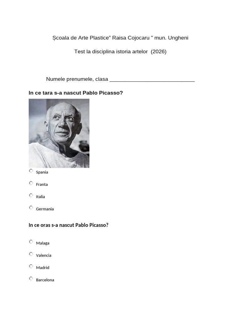 Test Pablo Picasso | PDF