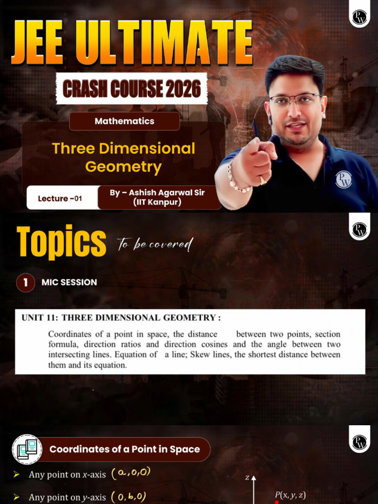 Three Dimensional Geometry 01 Class Notes | PDF