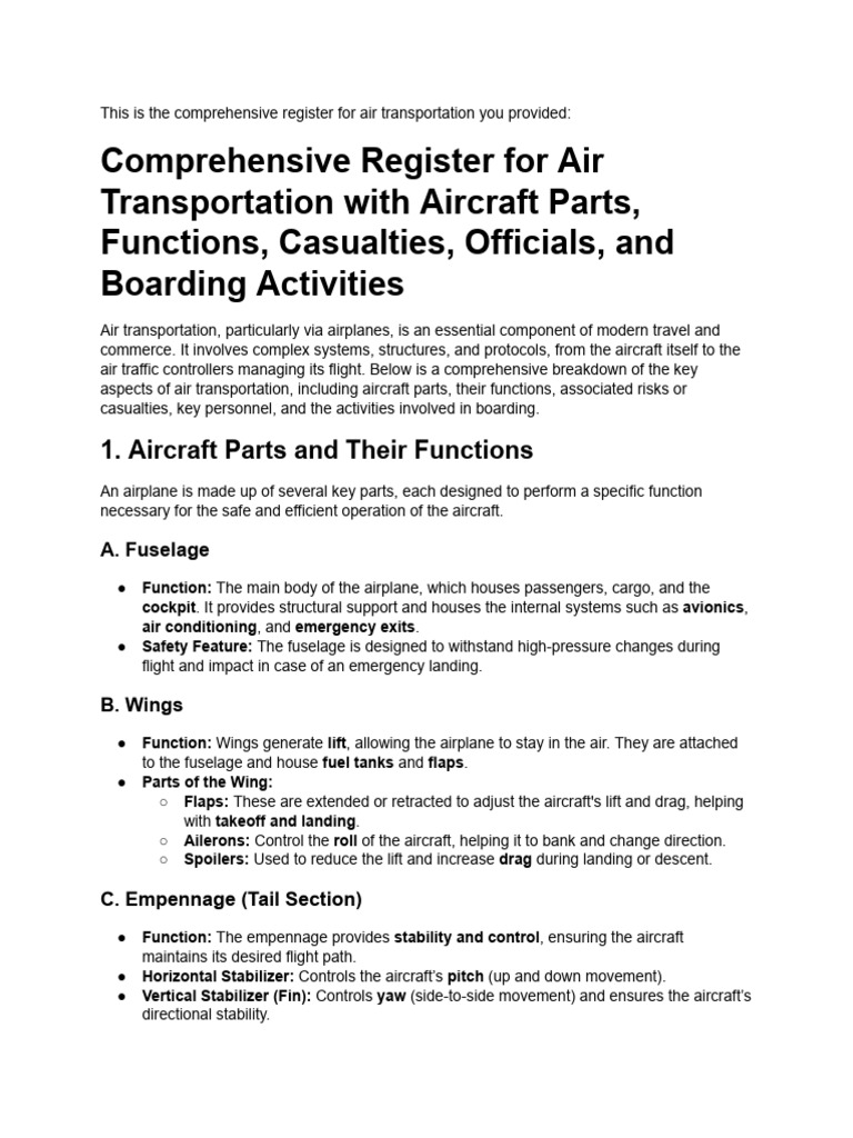 Air Transportation: Key Components & Safety | PDF | Aircraft | Aviation ...