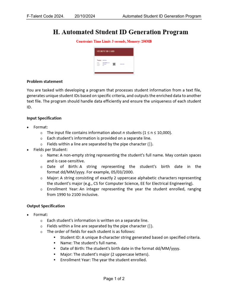 Automated Student ID Generator Guide | PDF | String (Computer Science ...