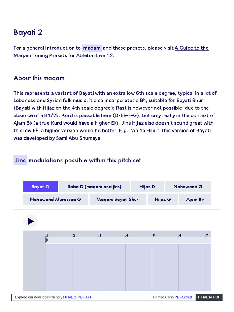 Bayati Maqam Tuning for Ableton Live | PDF | Music Theory | Musical Scales