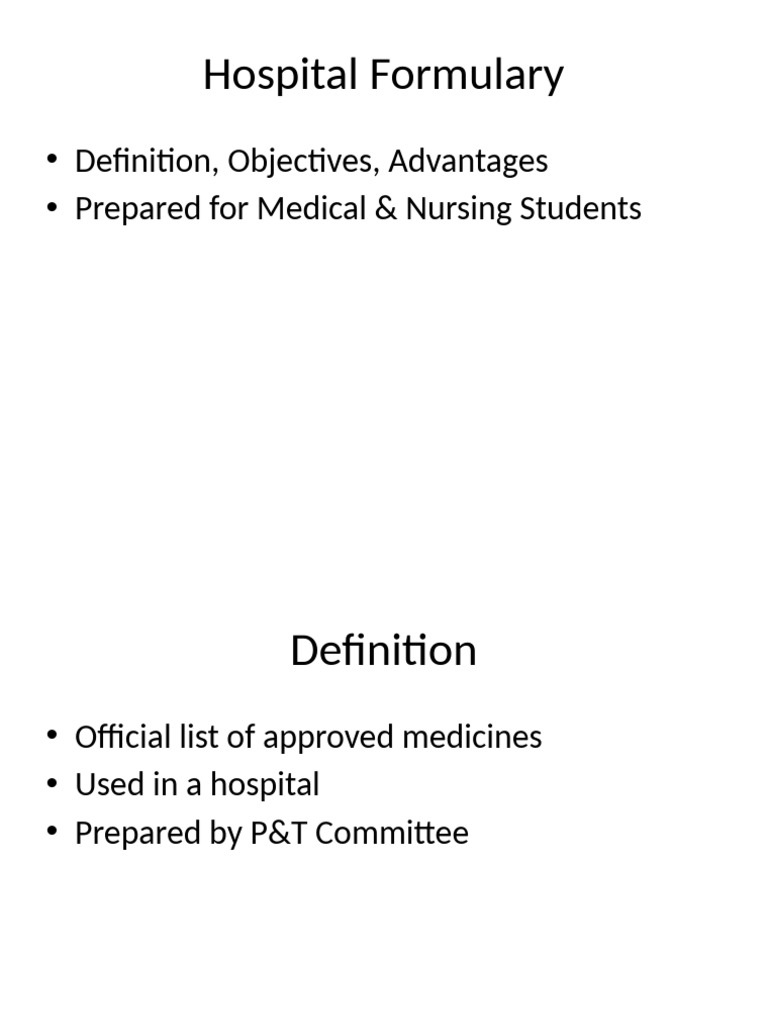 Hospital Formulary Presentation | PDF