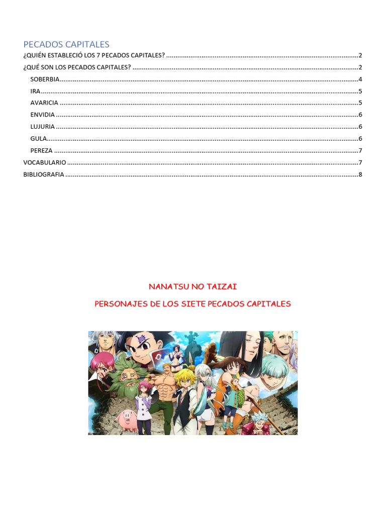 Historia y Significado de los Pecados Capitales | PDF | Siete pecados ...