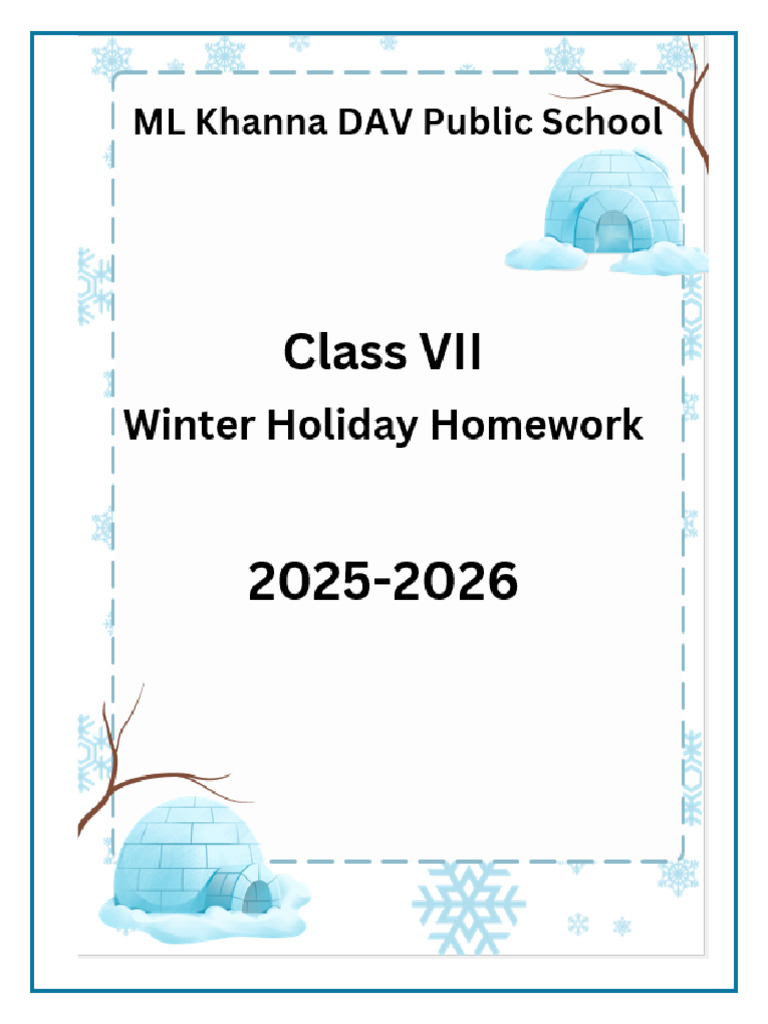 Class VII Winter Holiday Homework Guide | PDF | Chemical Reactions | Area