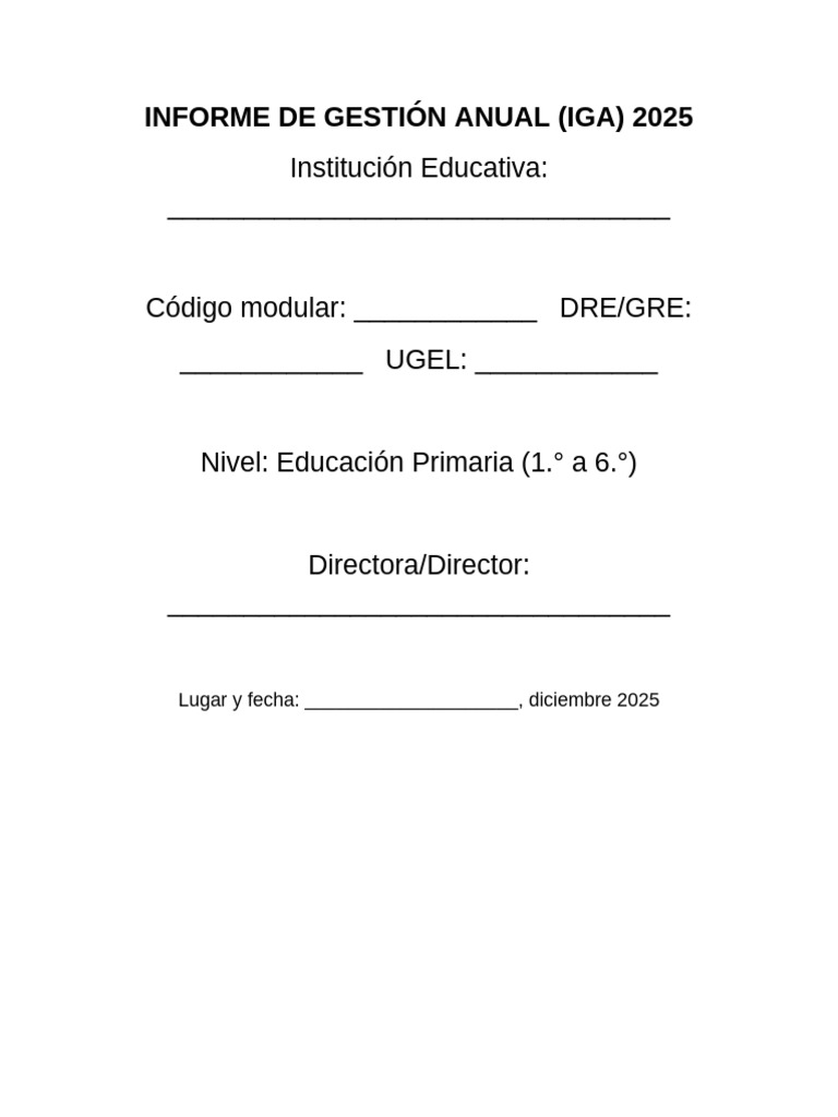 Informe de Gestión Anual 2025 en Educación Primaria | PDF | Evaluación ...