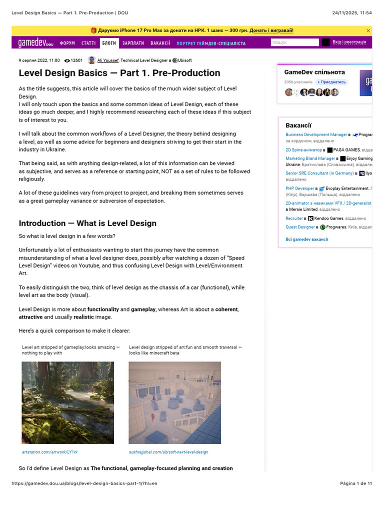 Level Design Basics - Part 1. Pre-Production - DOU | PDF | Narrative
