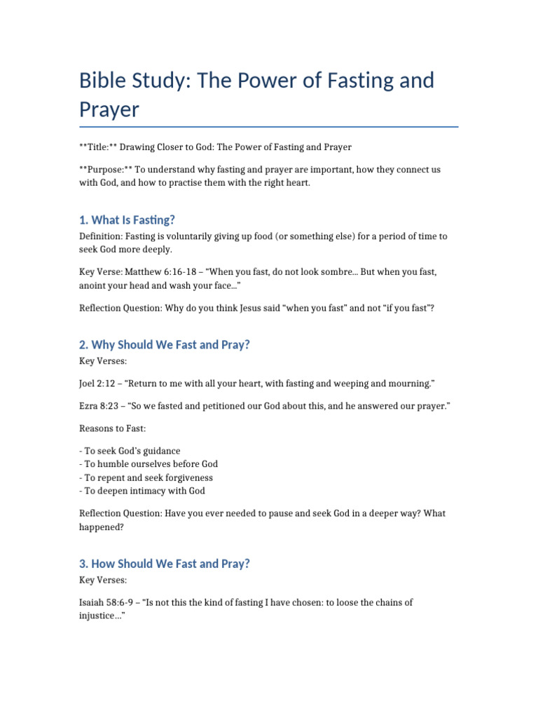 Fasting and Prayer: Deepening Faith | PDF