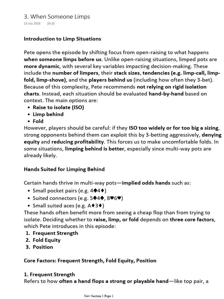 When Someone Limps | PDF | Betting In Poker | Gambling