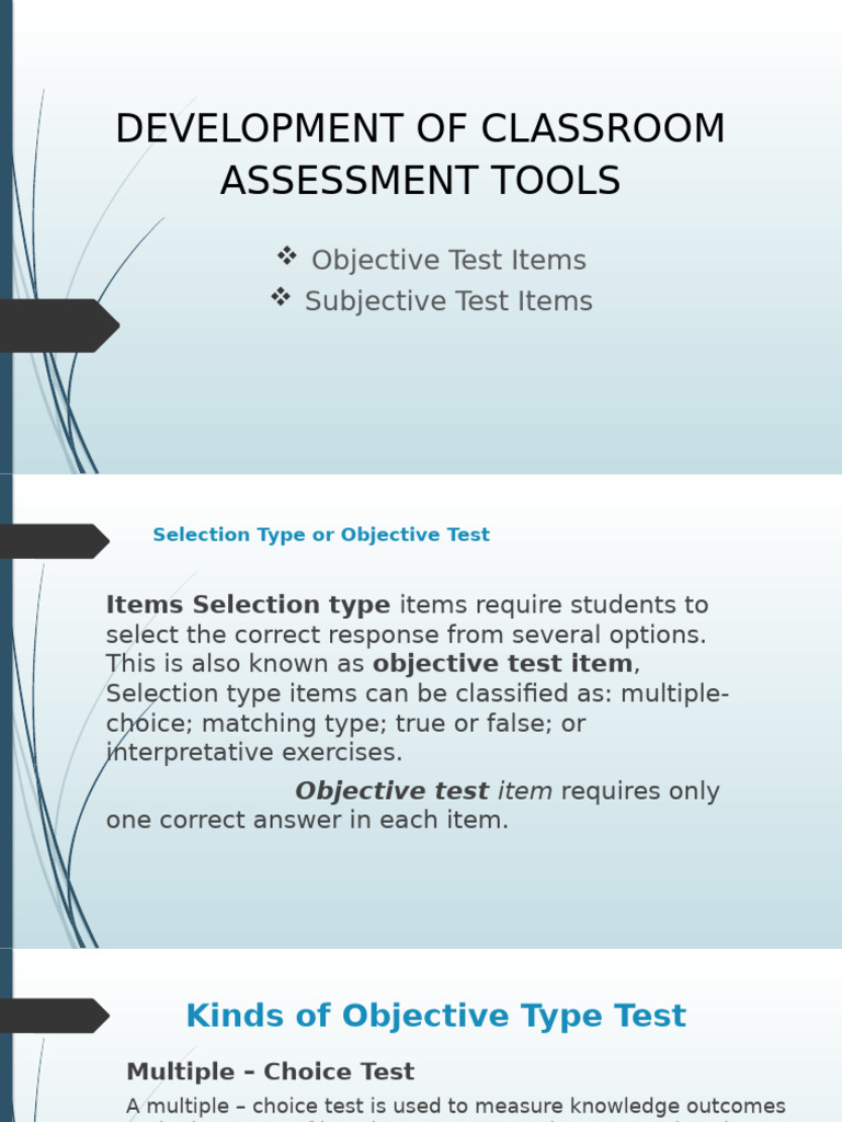 Classroom Assessment Tool Development | PDF | Multiple Choice ...