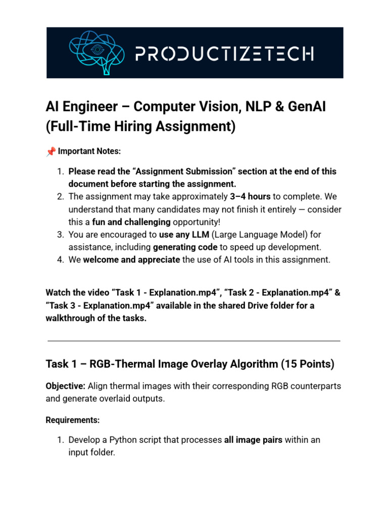 AI Engineer Assignment: Image Processing Tasks | PDF | Software ...