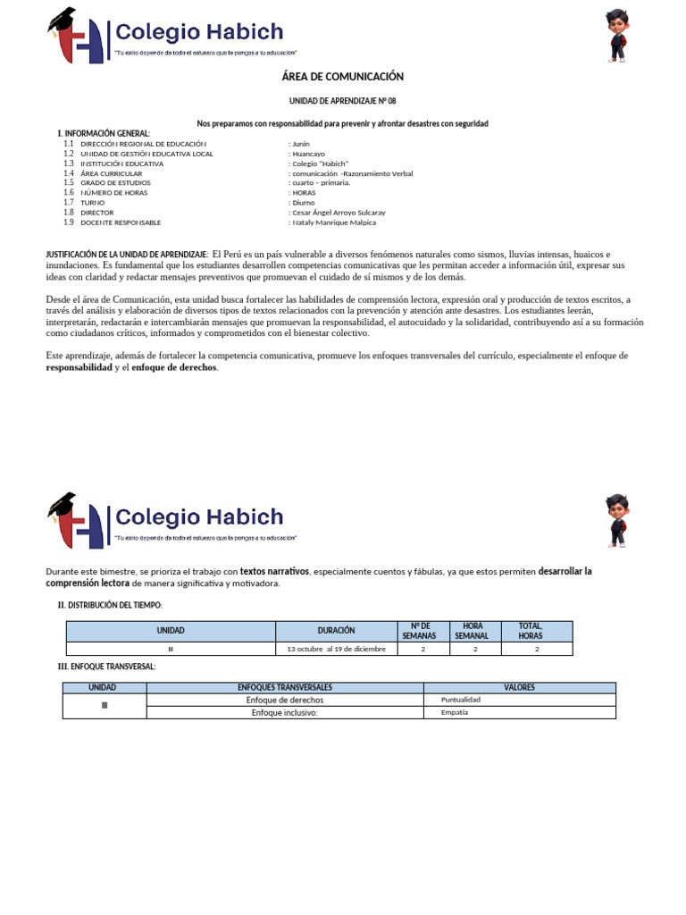 UNIDAD DE APRENDIZAJE Cuarto Grado - RV | PDF | Información | Comunicación