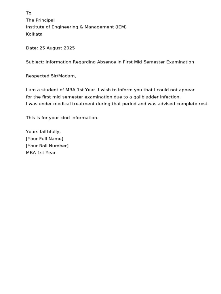 Absence Notification for Mid-Sem Exam | PDF
