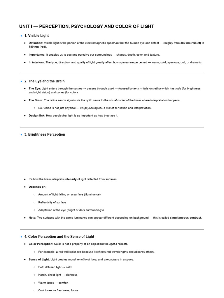 Perception and Psychology of Light | PDF | Lighting | Sound