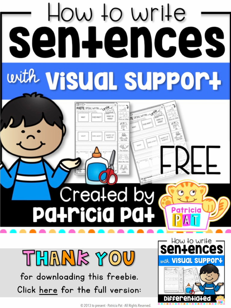 7.sentence Writing and Cut and Paste Sentence Structure Freebie | PDF