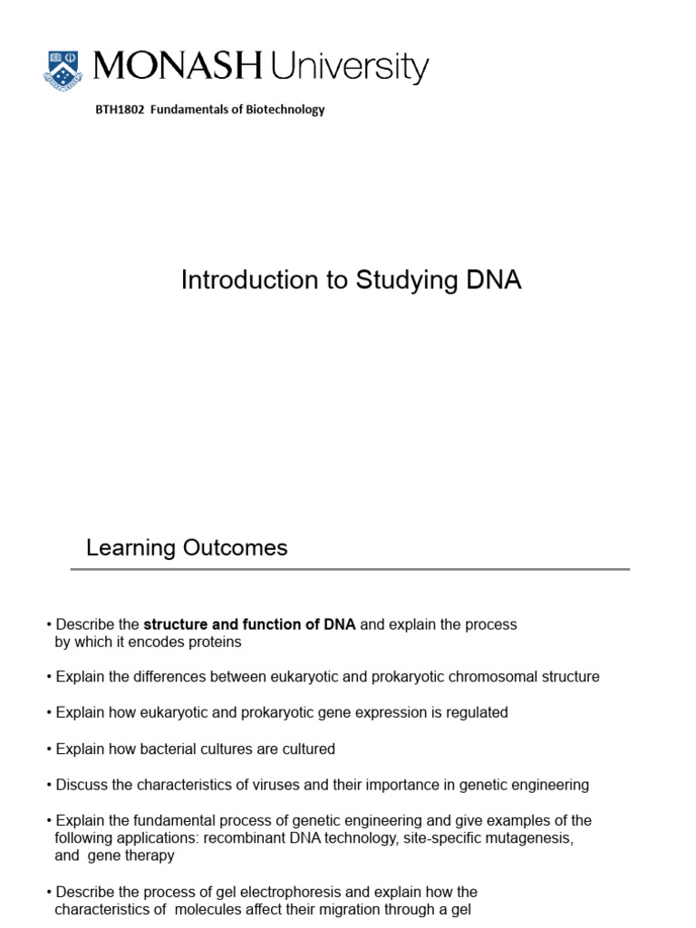Week 3. Introduction To Studying DNA | PDF | Dna | Gene