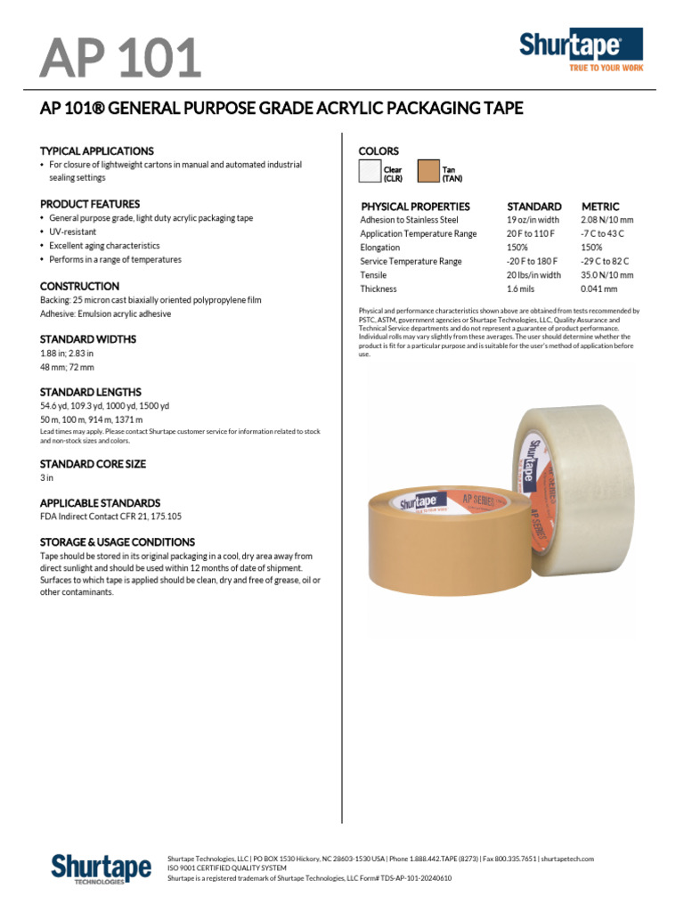 AP 101 Acrylic Packaging Tape Guide | PDF | Acrylic Paint | Materials