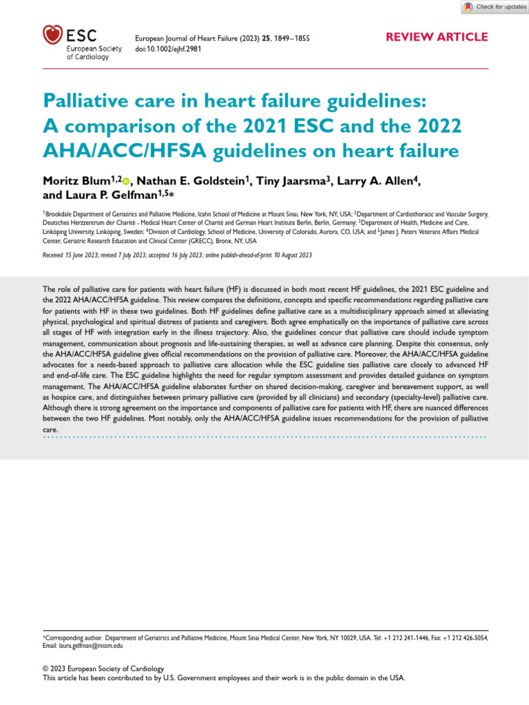 Palliative Care in Heart Failure Guidelines | PDF | Palliative Care ...