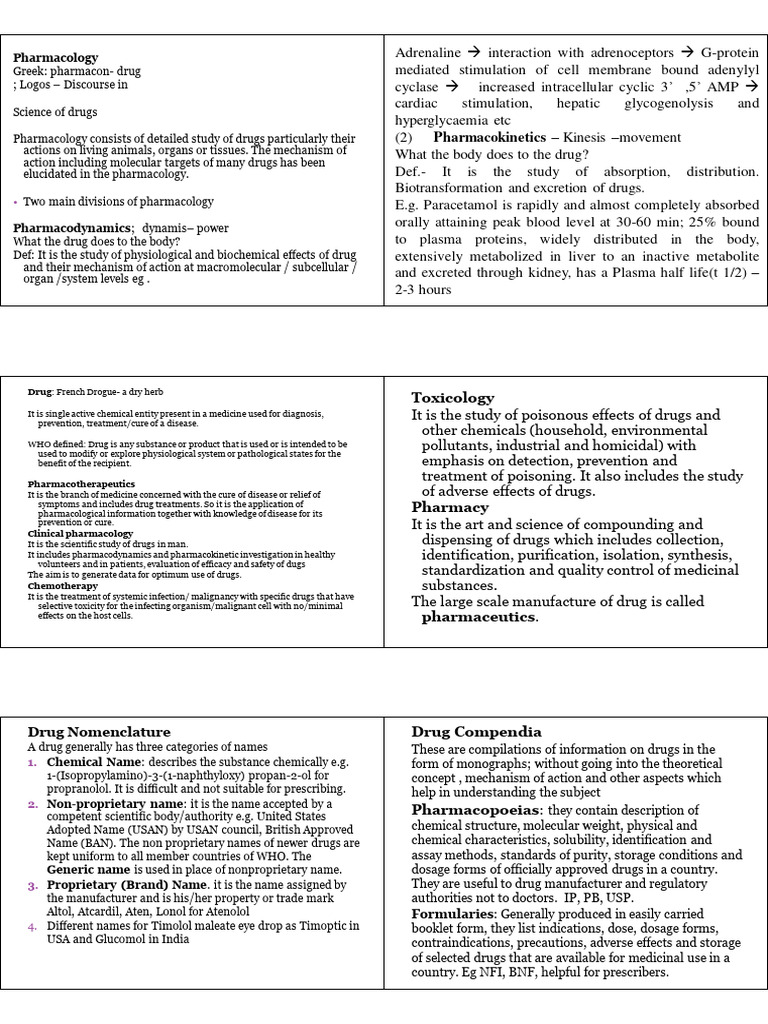 Overview of Pharmacology and Drug Action | PDF | Pharmacology ...