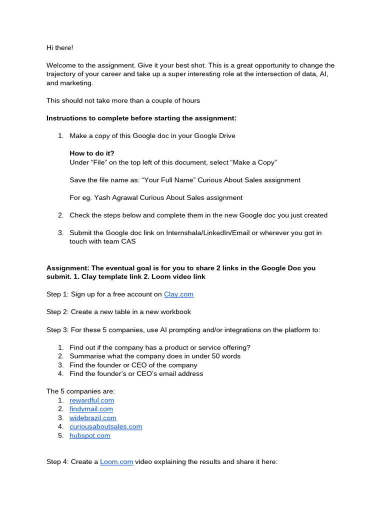 Curious About Sales Assignment Guide | PDF