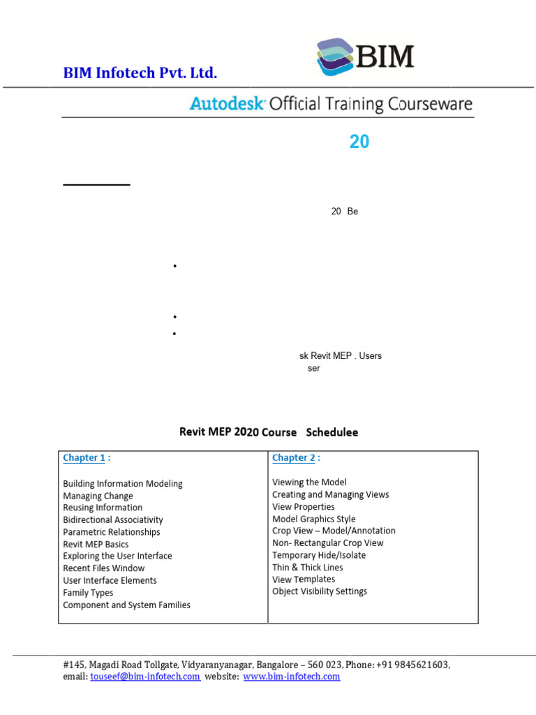 Autodesk Revit MEP Course Overview | PDF | Autodesk Revit | Building ...
