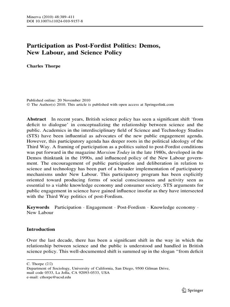 Thorpe_Participation as Post Fordist Politics | PDF | Marxism | Science