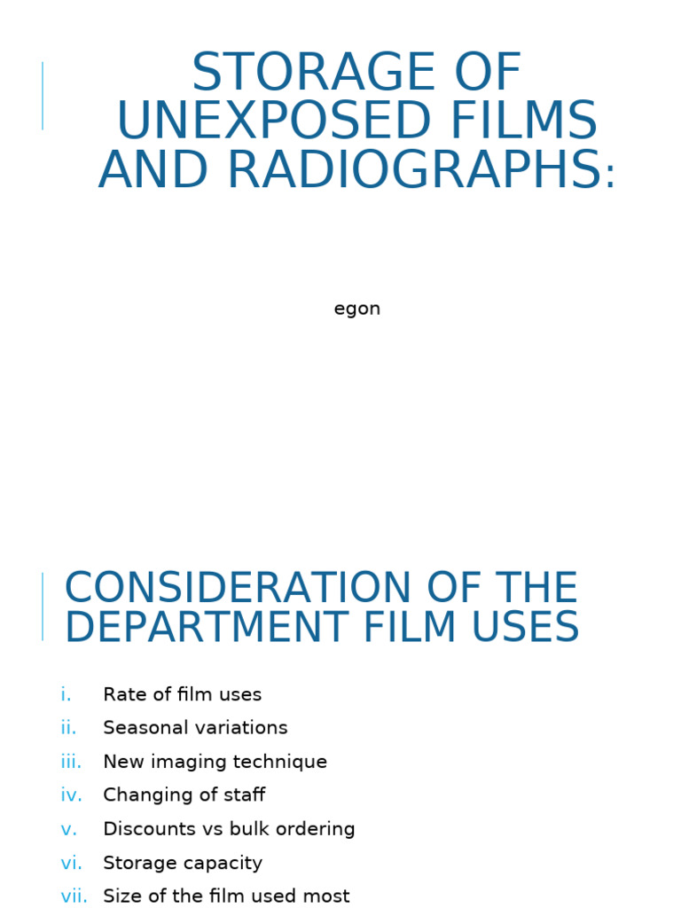 Unexposed Film Storage Guidelines | PDF
