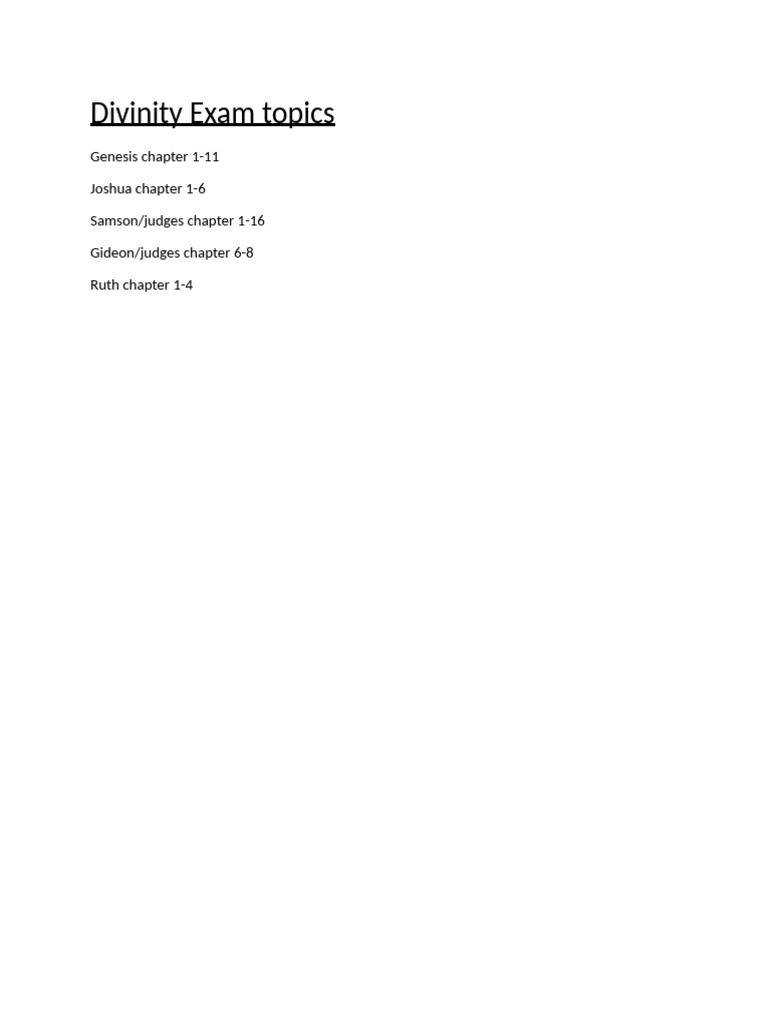 Divinity Exam Topics | PDF