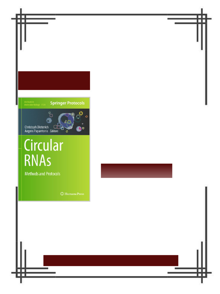 Circular RNAs Methods and Protocols 1st edition 2018 Edition Dieterich ...