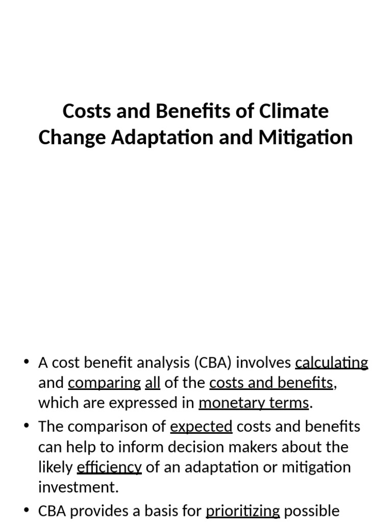 Cost-Benefit Analysis of Climate Adaptation | PDF | Climate Change ...