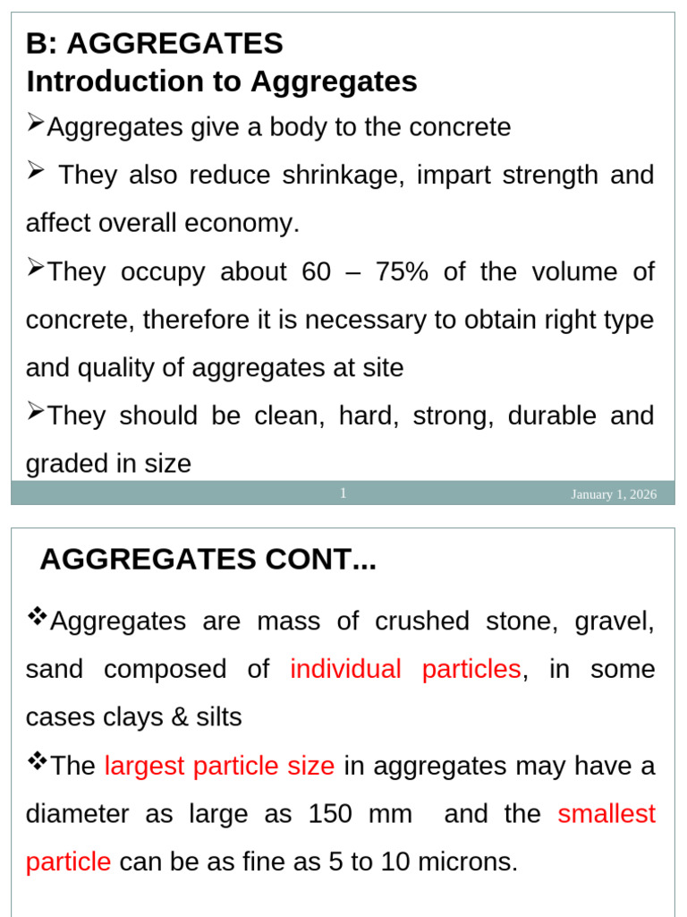 Lecture 2 Aggregates | PDF | Concrete | Construction Aggregate
