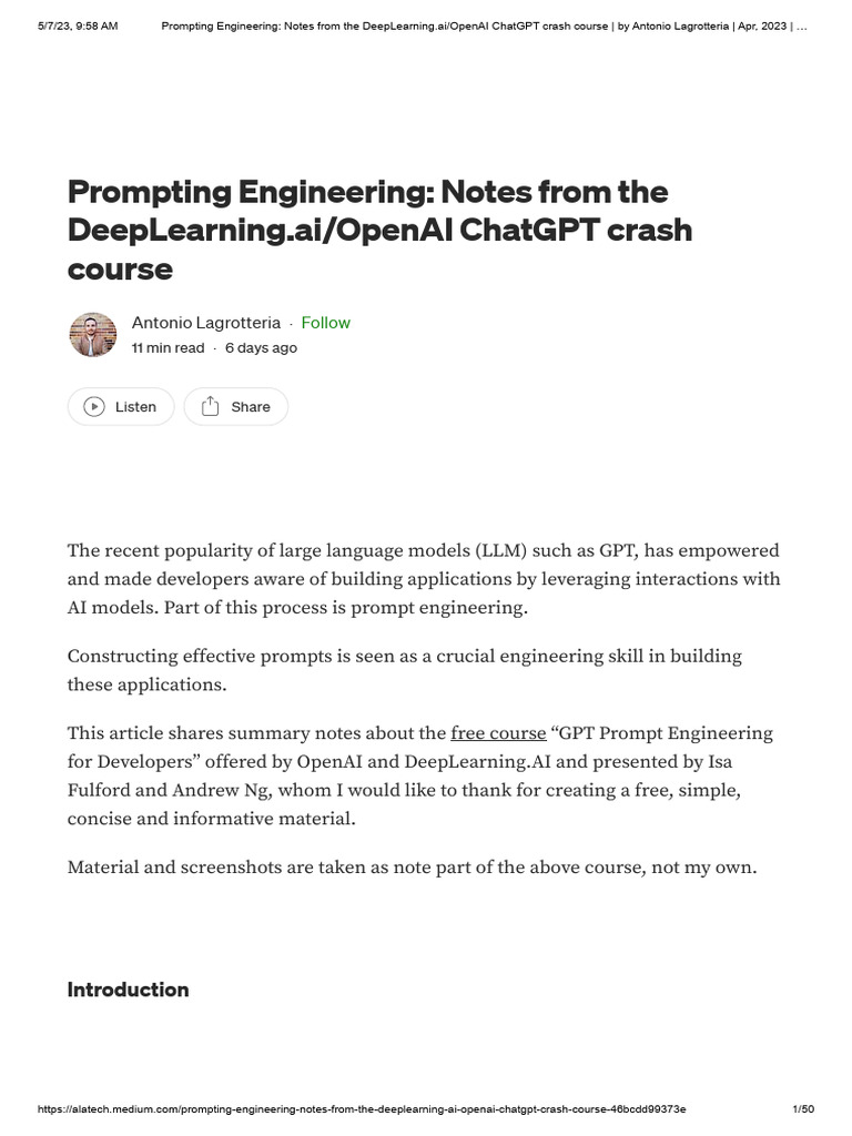 Prompt Engineering for AI Models Guide | PDF | Cognitive Science ...
