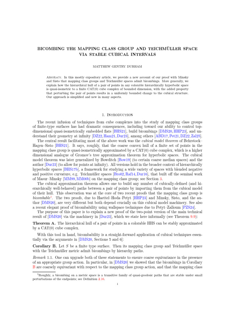 Bicombing Mapping Class Groups with Cubes | PDF | Euclidean Space ...