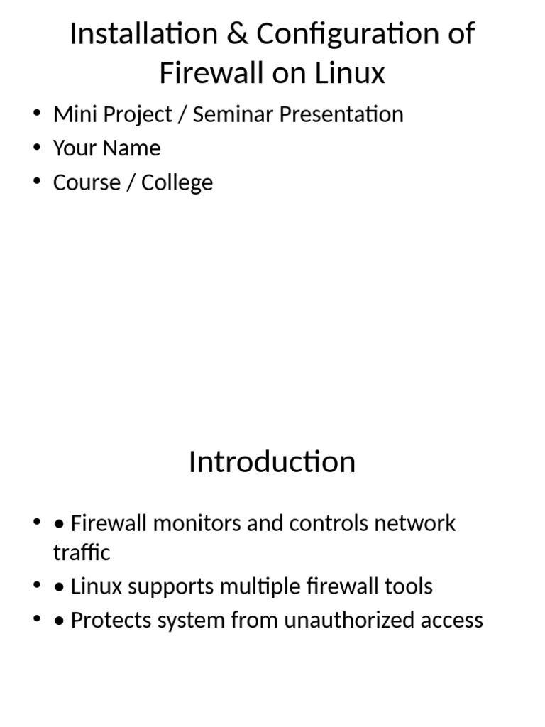 Linux Firewall Installation Guide | PDF