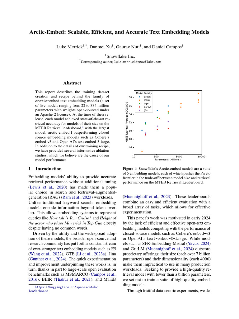 Arctic-Embed Scalable, Efficient, And Accurate Text Embedding Models ...