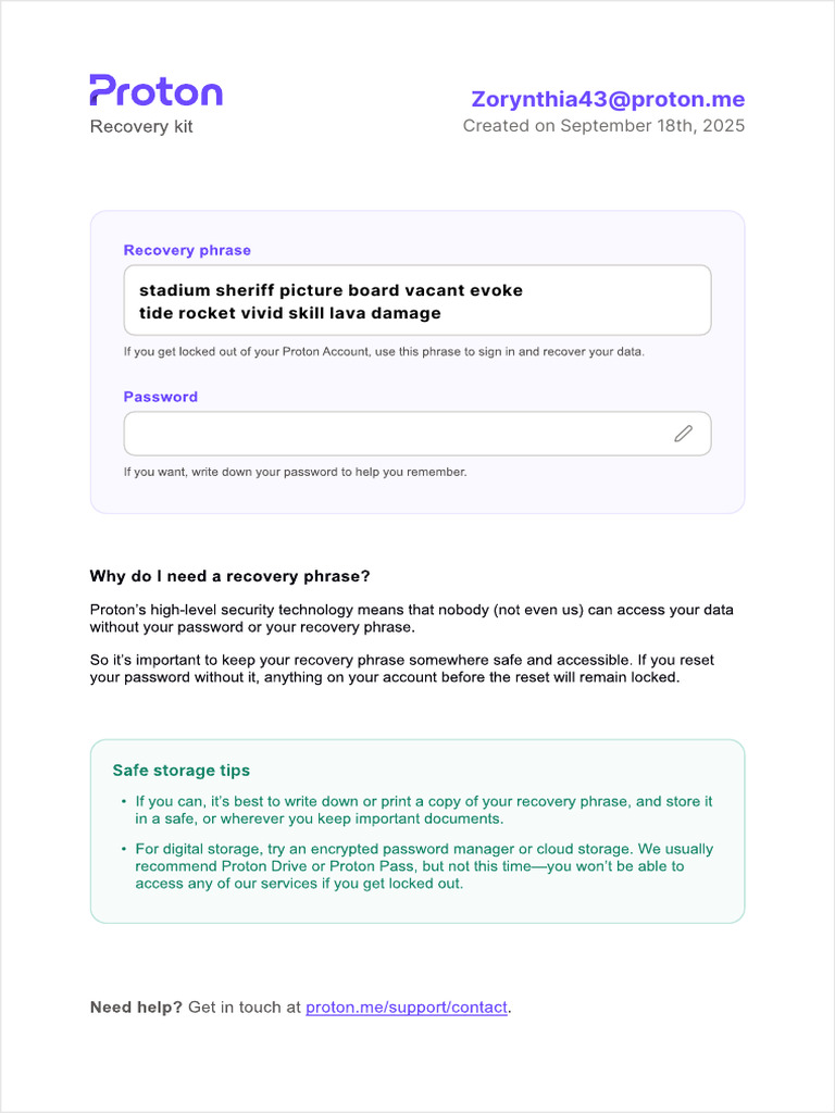 Proton Account Recovery Guide | PDF