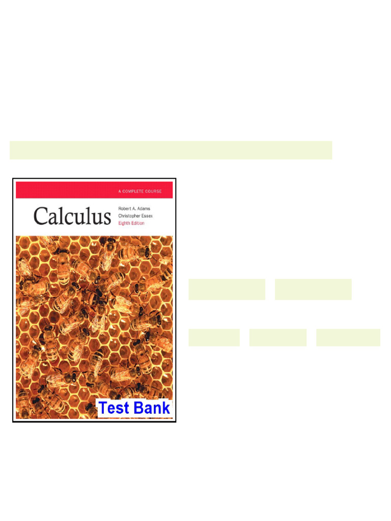 Calculus A Complete Course Canadian 8th Edition Adams Test Bank - test ...