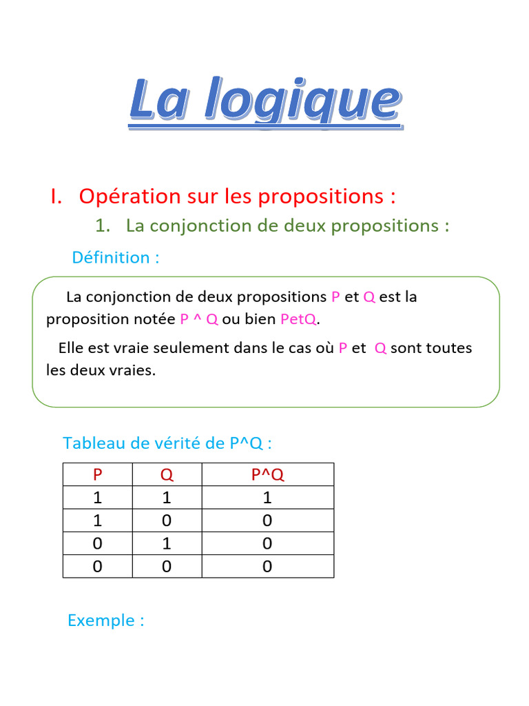 Opérations logiques sur les propositions | PDF