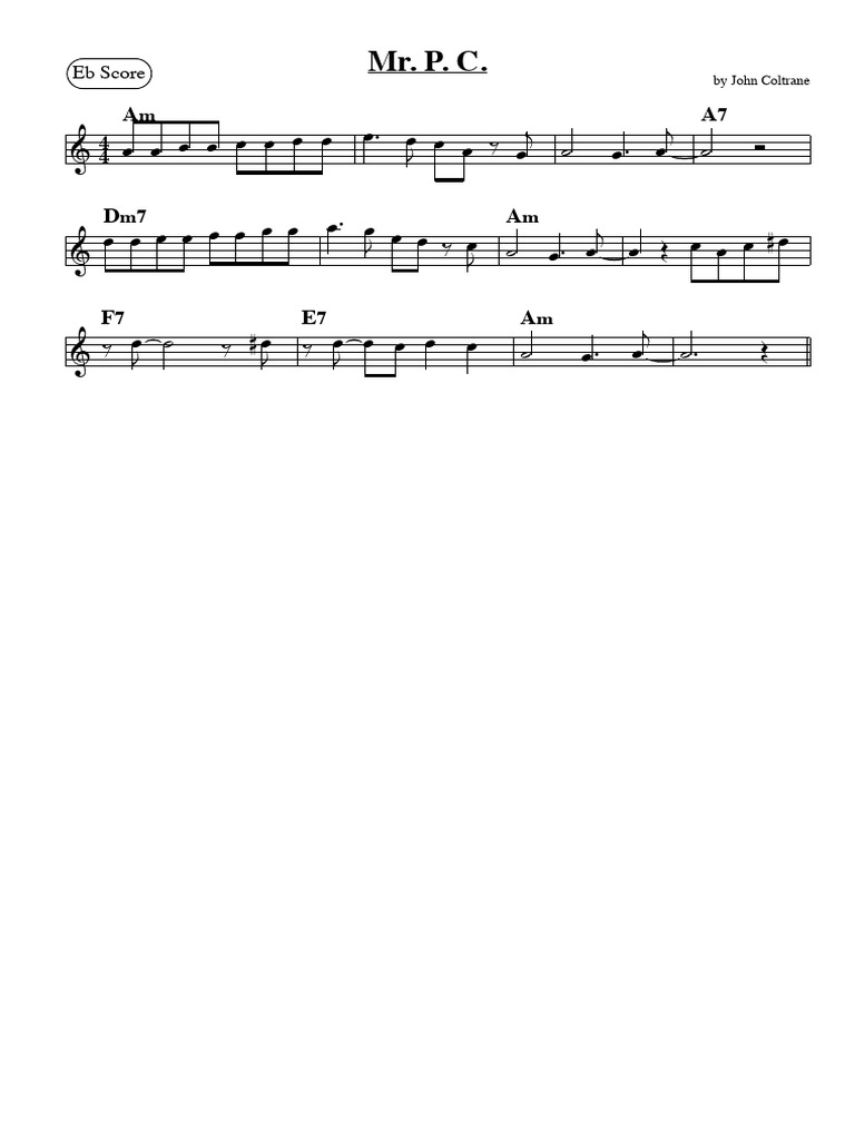 Mr. P. C. by John Coltrane - Eb Score | PDF