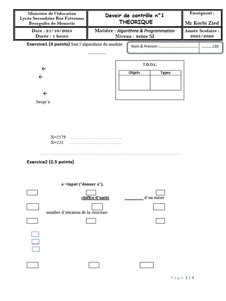 Algorithmes et Exercices de Programmation | PDF