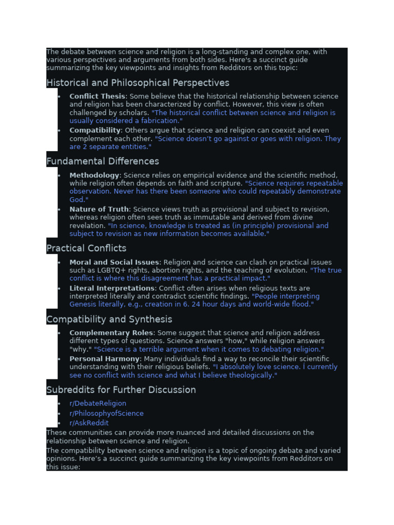 Debates | PDF | Relationship Between Religion And Science | Science