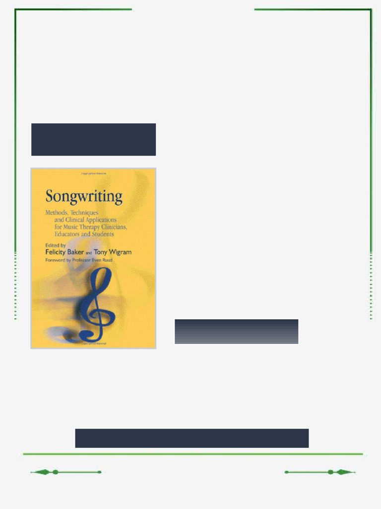 Songwriting Methods Techniques and Clinical Applications for Music ...