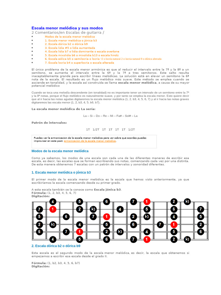 Escala Menor Melódica y Sus Modos | PDF | Escala (música) | Escala menor
