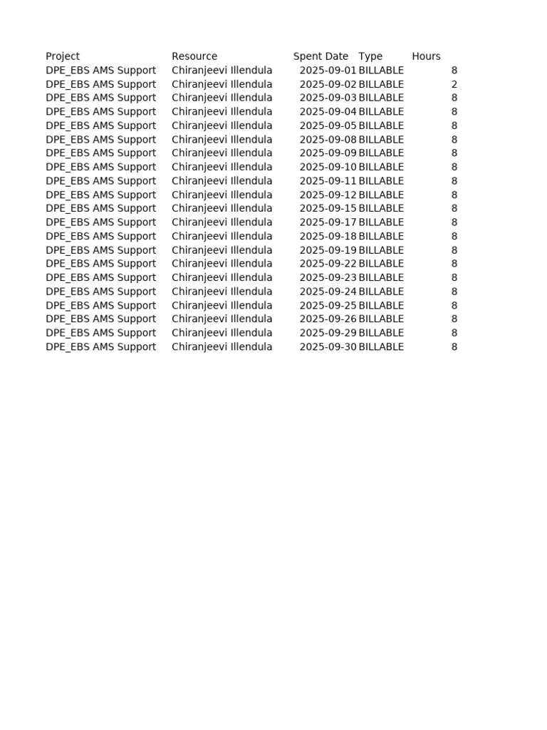 DPE_EBS AMS Support Hours Log | PDF