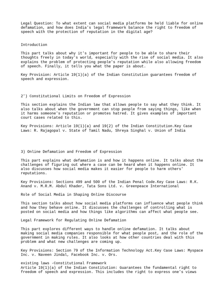 Social Media Liability in Online Defamation | PDF | Defamation | Government