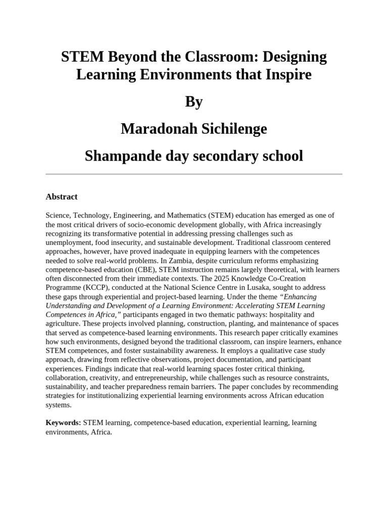 Inspiring STEM Learning Environments in Africa | PDF | Constructivism ...