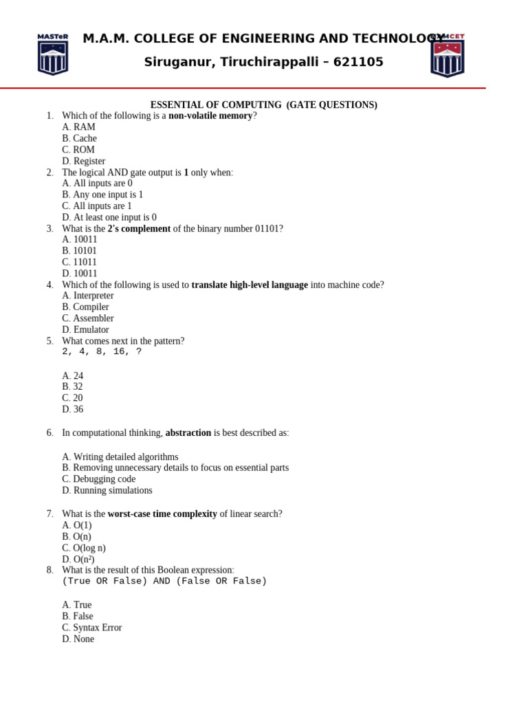 Gate Questions(Ec) | PDF | Time Complexity | Computer Science