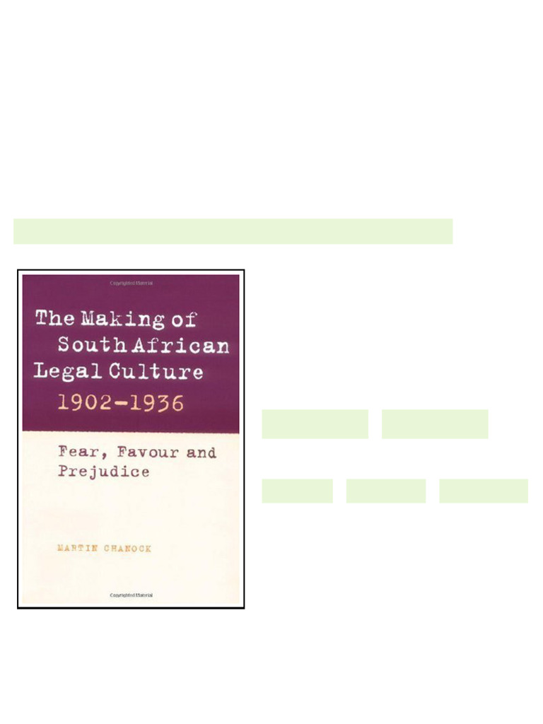 The Making of South African Legal Culture 1902 1936 Fear Favour and ...