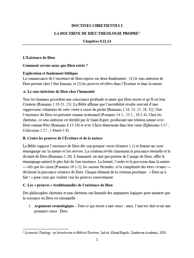 Existence et Nature de Dieu en Théologie | PDF | Dieu | Trinité
