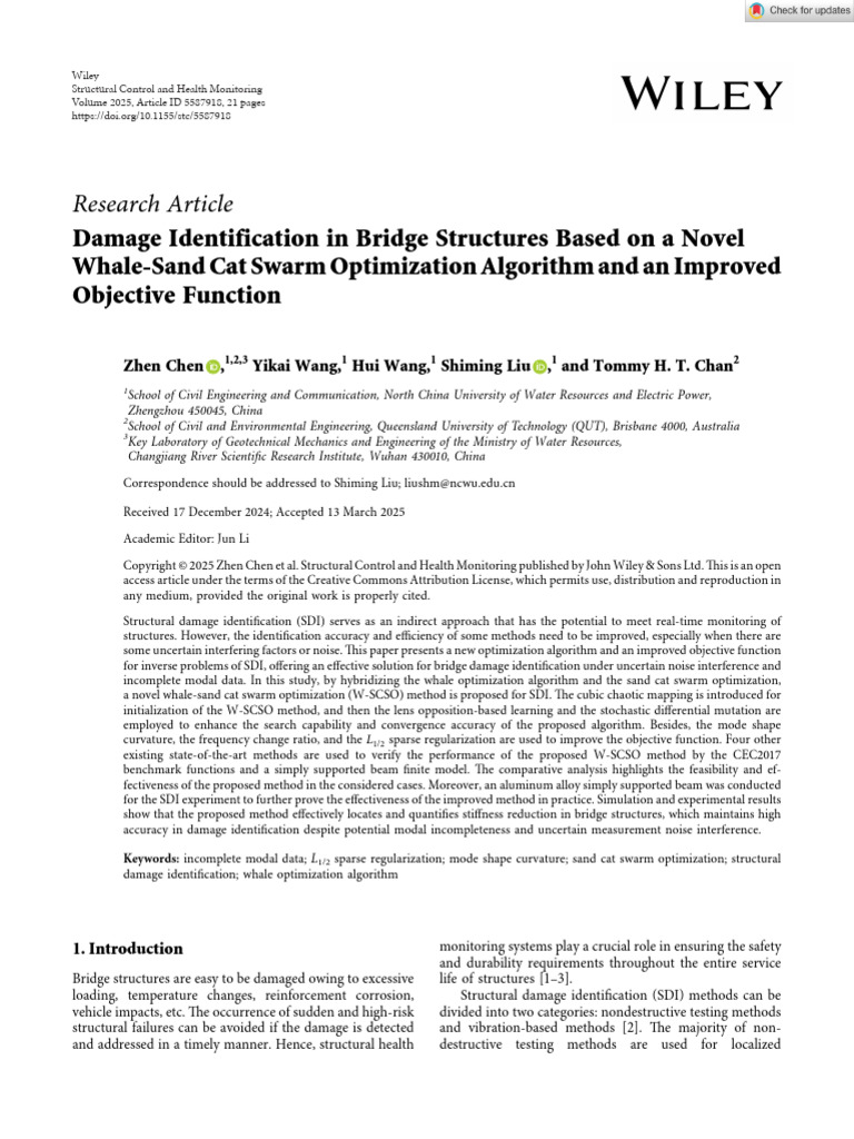 Bridge Damage Detection Using W-SCSO Method | PDF | Machine Learning ...
